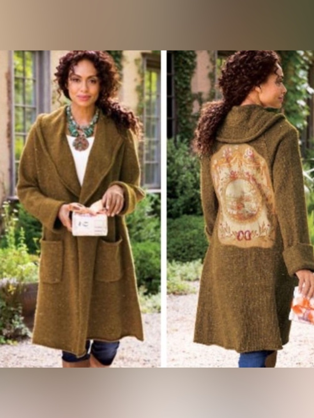 Soft Surroundings Label Noir Aubusson Tapestry Sweater Coat Cardigan Mohair